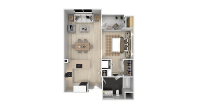 1 Bedroom 1 Bath B 124 124 floor plan